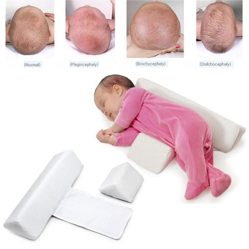Bebé Infante recién nacido Anti rollo almohada posicionador de sueño seguro dormir evitar cuñas de cabeza plana cojín blanco: Default Title