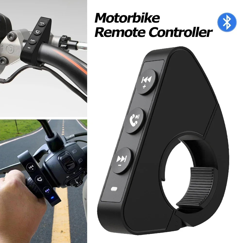 Wireless Bluetooth Remote Control Media Controller Steering Wheel Remote Control for Helmet Earphone Motorcycle/Bike Handlebar