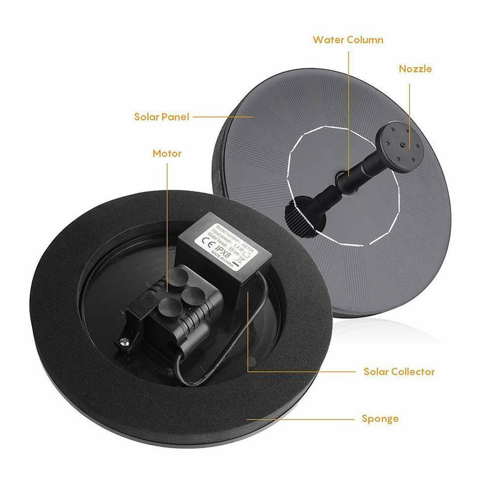 180l/h 7v/1.4w tekninen muovi mini aurinkovoima vesi kelluva pumppu uima-altaan suihkulähde koristelu lintukylpy ulkopuutarha  k1 a 6