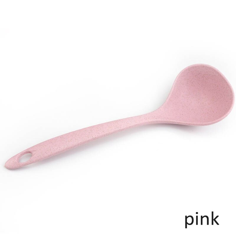 Cuchara de tallo para sopa, utensilio de cocina con mango largo, 4 colores, 1 unidad: Rosa