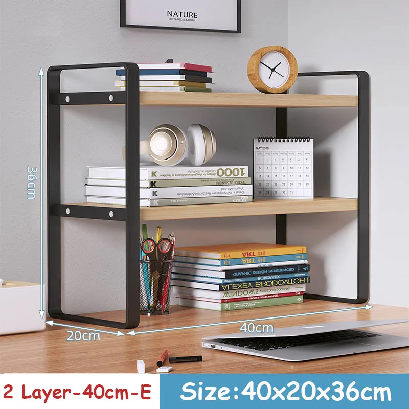 30/40 cm Schreibtisch Bücherregal Stahl Holz Schreibtisch verwöhnen mehrschichtig Kosmetik Lagerung Gestell Haushalt Schlafsaal Büro Schreibtisch Organisatoren: hell Schwarz