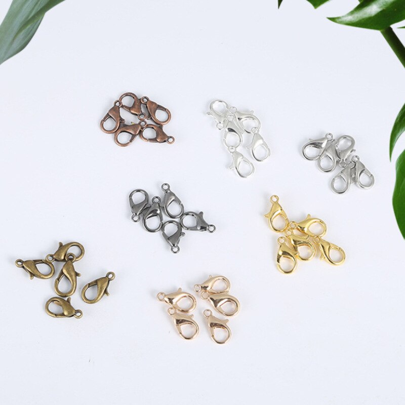 Ganchos de broche de langosta de aleación para collar y pulsera, accesorios de joyería chapados en 9 colores, 10mm/12mm/14mm/16mm/18mm/21mm, DIY