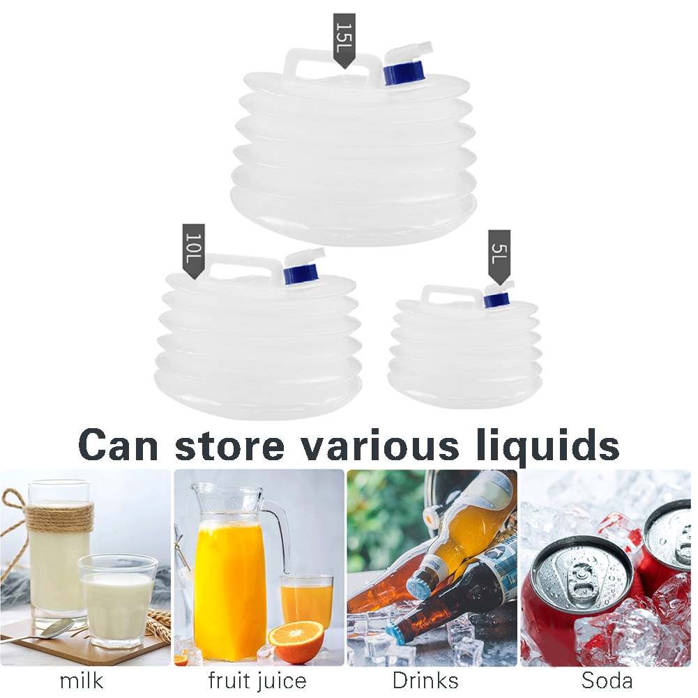 5L 10L 15L Collapsible Water Container Carrier with Spigot Portable Survival Water Storage Carrier Bag for Car Trunk Outdoor