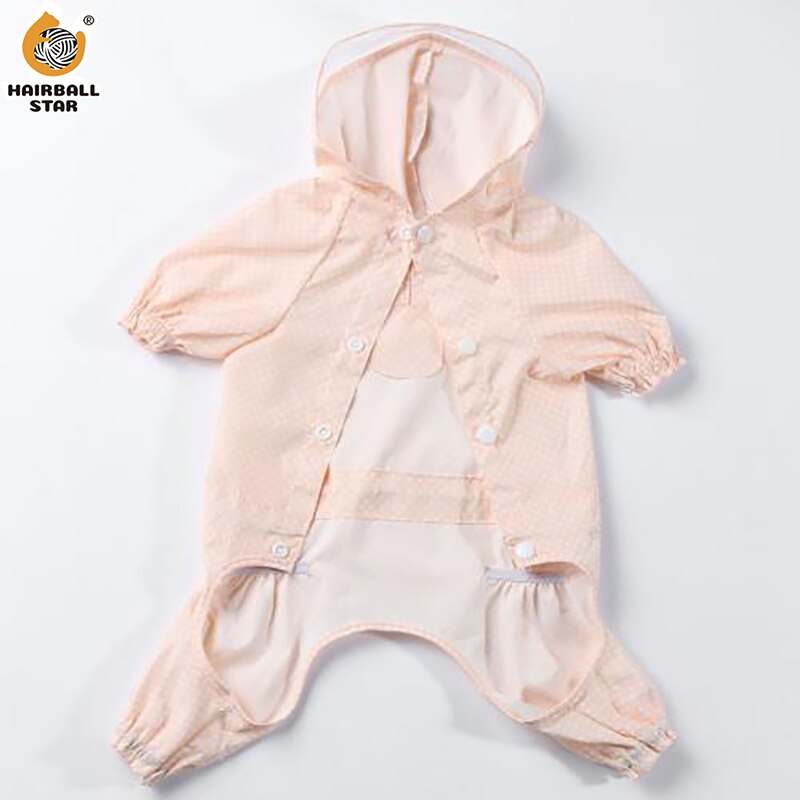 Sommar kläder för sällskapsdjur regnrock polyester material vattentät ventilerande hoodie chihuahua mops fransk bulldog tunn jacka: Rosa / L
