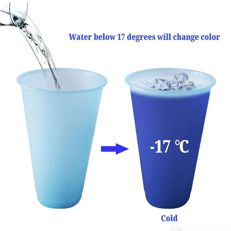 5 farver genanvendeligt plastikglas med låg og sugerør temperatur farveændring kold kop sommerdrink vandflaske 20 stk / parti