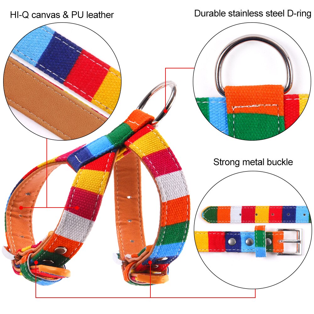 Hondenriem, kleurrijke gestreepte basis hondenriem, halsband voor honden, puppytouw, hondentuigje, chihuahua, kattenriem, huisdieraccessoires  lx0002