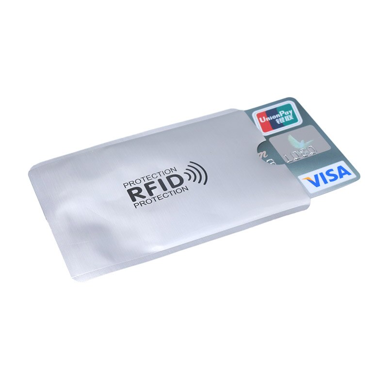 100 stk mix anti rfid tegnebog blokerende læser lås bankkort indehaver id bankkort beskyttelse metal kredit nfc holder aluminium: Sølv 100 stk