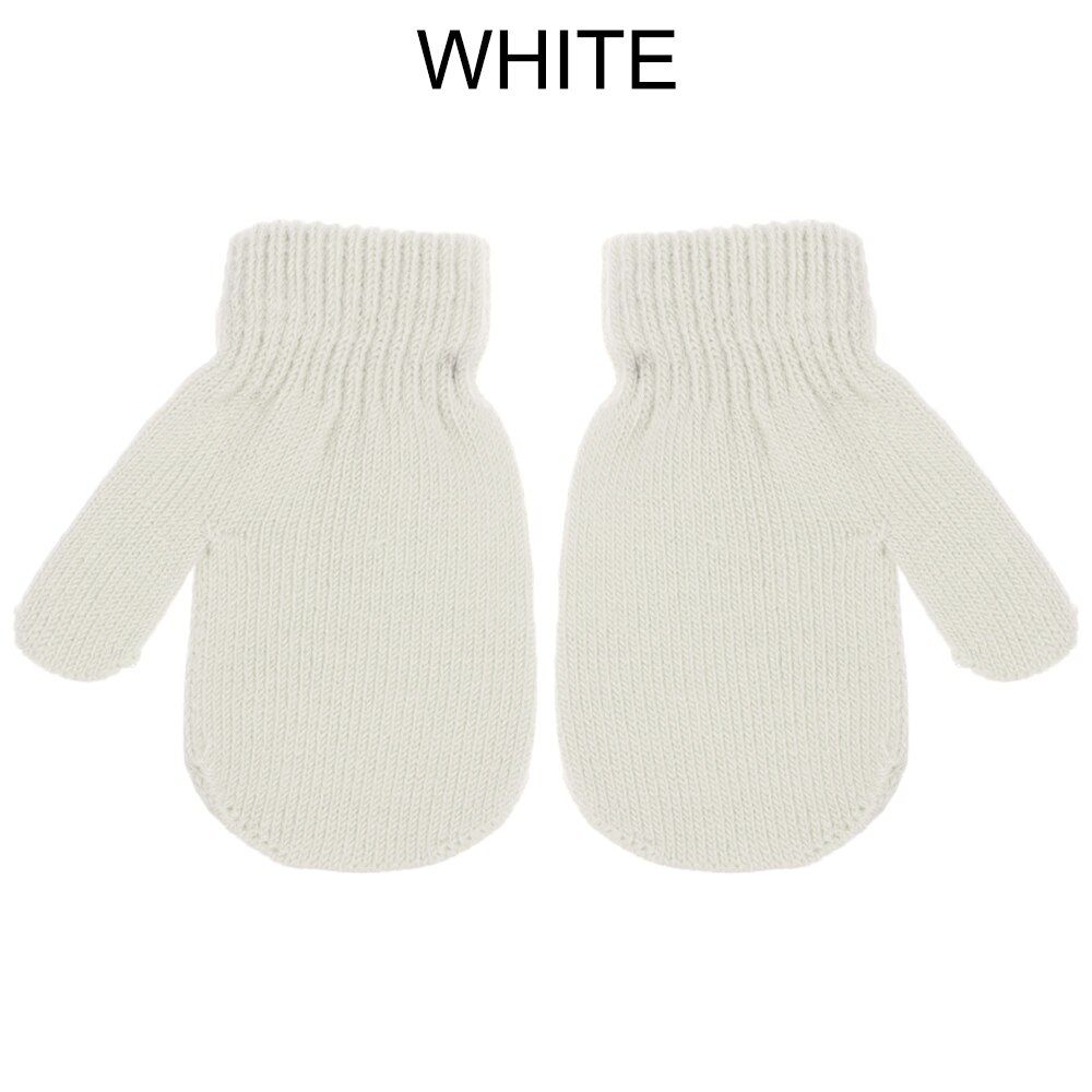 1-4 jaar oude gebreide handschoenen voor kinderen, winterwarm, wanten met lange vingers, meisjes, jongens, snoepkleur, mooie vingerloze handschoenen: Wit