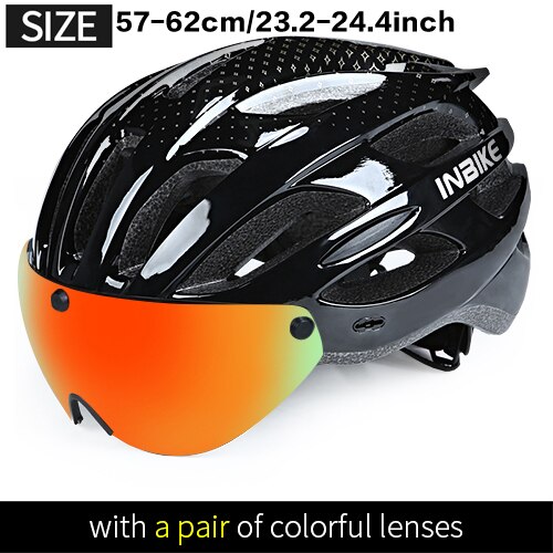 Inbike Fietshelm Mountainbike Rijden Bril Bril Een Stuk Unisex Ultralichte Ademende Helm: Black 1 Colorful