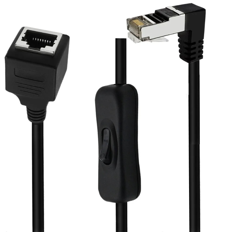 Przedłużacz sieci złącze męskie robić żeńskiego RJ45 Kot6e Ethernet z włącznikiem/wyłącznikiem robić kabel Ethernet Kot6/Kot5e/Kot5: BIAŁY / 1.8 m