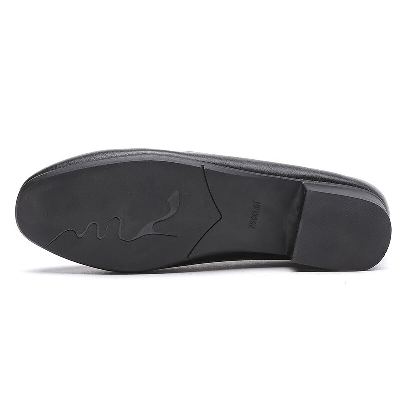 Sapatos pretos rasos e quadrados de profissional para hotelaria e companhia aérea, tênis feminino de salto baixo