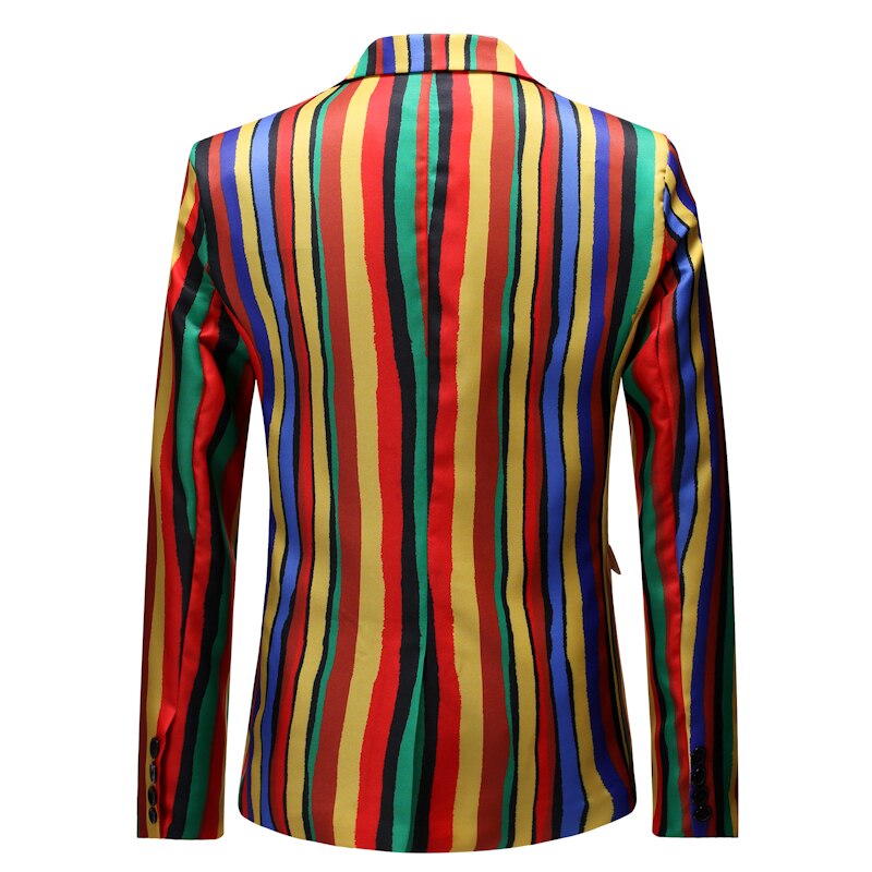 Neue Herren Bunten Streifen Druck Blazer Plus Größe Stilvolle lässig Männlichen schlank passen Anzug Jacke Sänger Prom Mantel Outfit