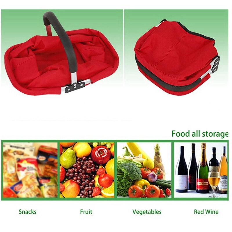 Shopping Basket Folding Portable Shopping Basket Storage Fruit Basket Picnic Basket