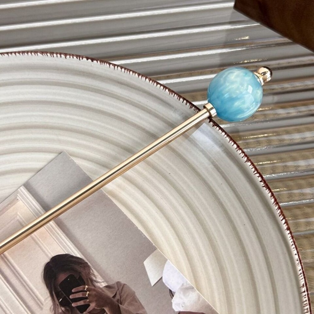 Modern Chinese Style Round Ball Metal Hairpin Fresh Alloy Panfa Artifact Simplicity Advanced Sense Hair Clip Headdress Stick: Pink