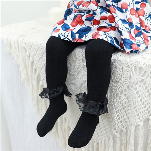 Katoen Panty 'S voor Meisjes Panty Kant Kinderen Meisje Panty Lente Baby Meisje Kousen Mode Baby Meisje Kleding: Black / S 1to2Years