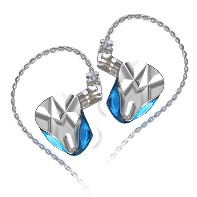 KZ ASF 10 Balanced Armature Driver HIFI In Ear Earphone DJ Monitor Earbud 10BA Noise Cancelling HeadsetKZ ZAX ASX ZSX TRN BA5 BA: Blue no mic