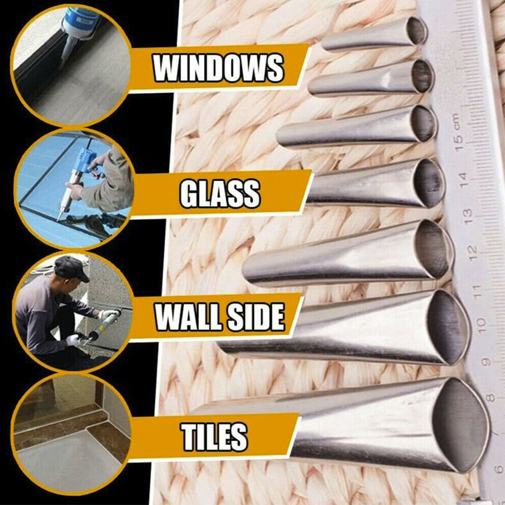 14pcs Kitchen Applicator Tool Reusable Durable Finisher Caulking Nozzle Sealing Mortar Sprayer Bathroom Stainless Steel Pointing
