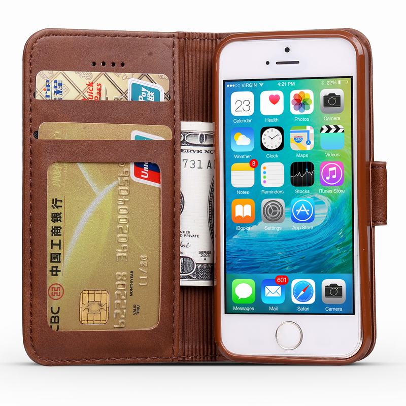 PU Leather Case Voor iPhone 5 s Case Wallet Flip Cover iPhone 5 SE Case Luxe Vintage Boek Telefoon gevallen Met Kaarthouder