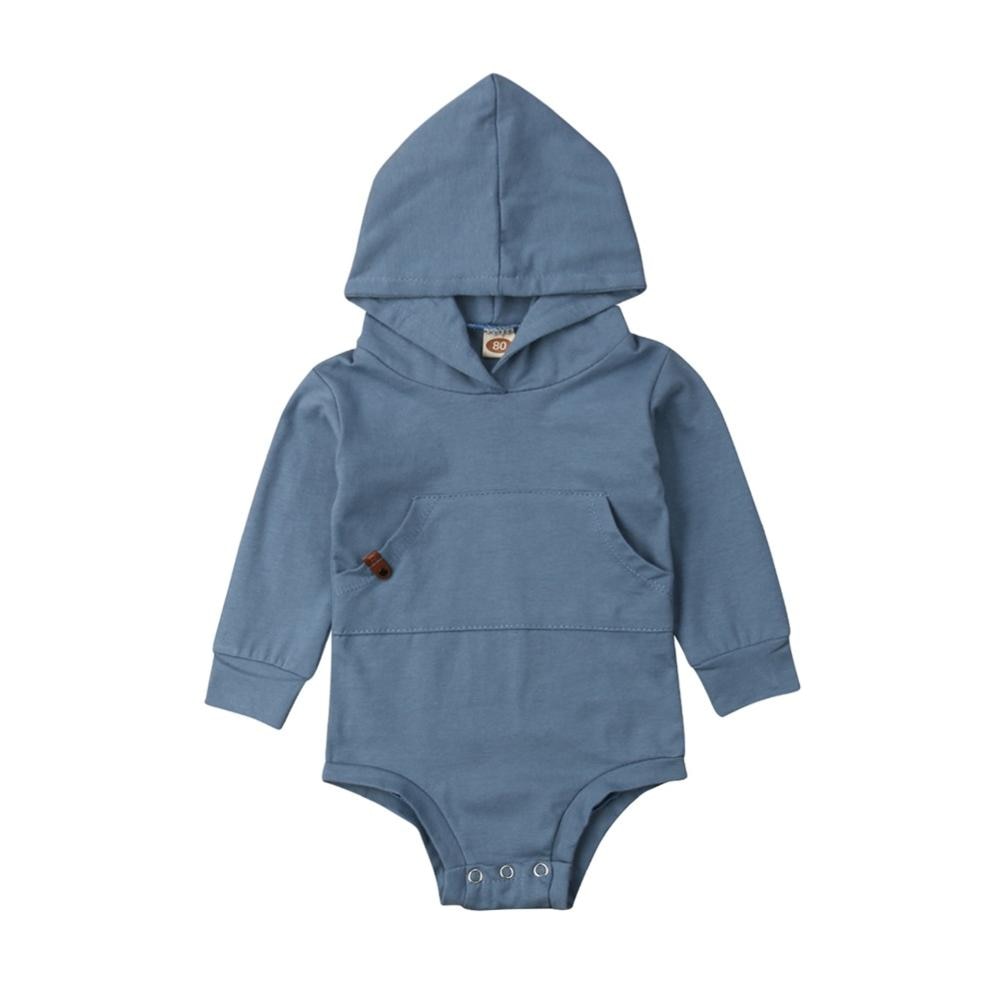 Bébé garçon vêtements bleu à manches longues sweat à capuche pull à capuche combinaison 0-24M enfant en bas âge garçon pur coton décontracté combinaison