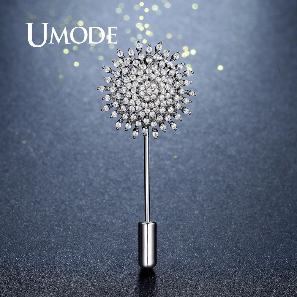 UMODE Sonne Blume Broschen für Frauen Hochzeit Braut Schmuck Geburtstag Party Kleidung Accessoires Brosche Zirkon Pins UX0009