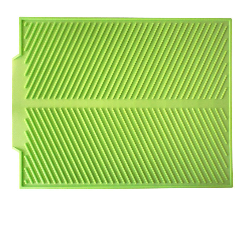 Drain Mat Kitchen Silicone Dish Drainer Mats Large Sink Drying Worktop Organizer Drying Mat for Dishes Tableware: L / light green