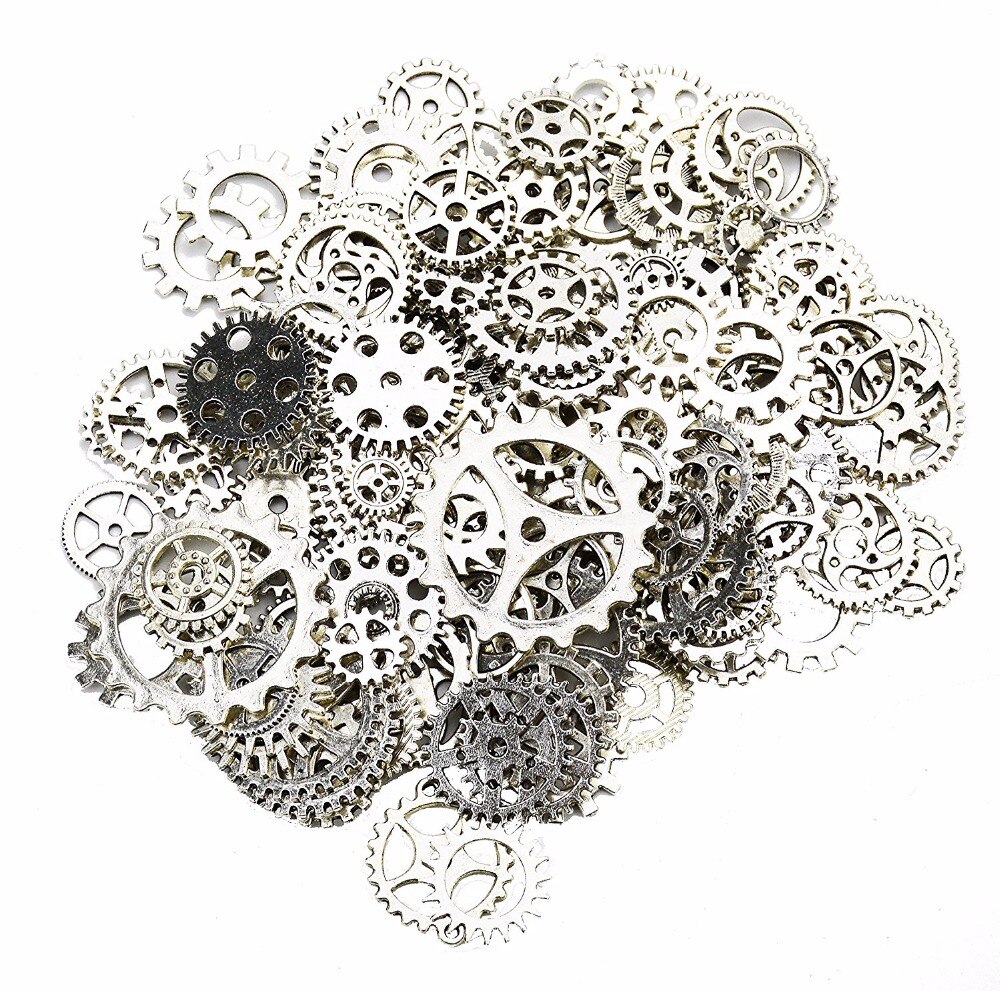 About 120g/lot DIY Jewelry Making Vintage Metal Mixed Gears Steampunk Gear Pendant Charms Bronze Bracelet Accessories