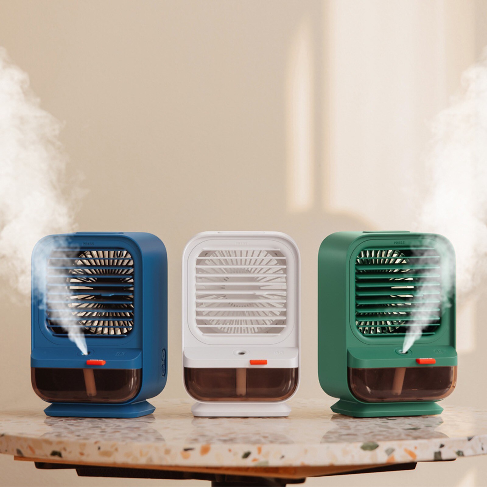 USB Portable Air Cooler Fan Air Conditioner Night Light Desktop Air Cooling Fan 3 in 1 Refrigeration Humidification Purification