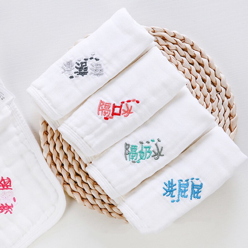 Baby Wit Geborduurd Woord Vierkante Handdoek multi-purpose Handdoek Wasbaar Handdoek Kind Care Producten