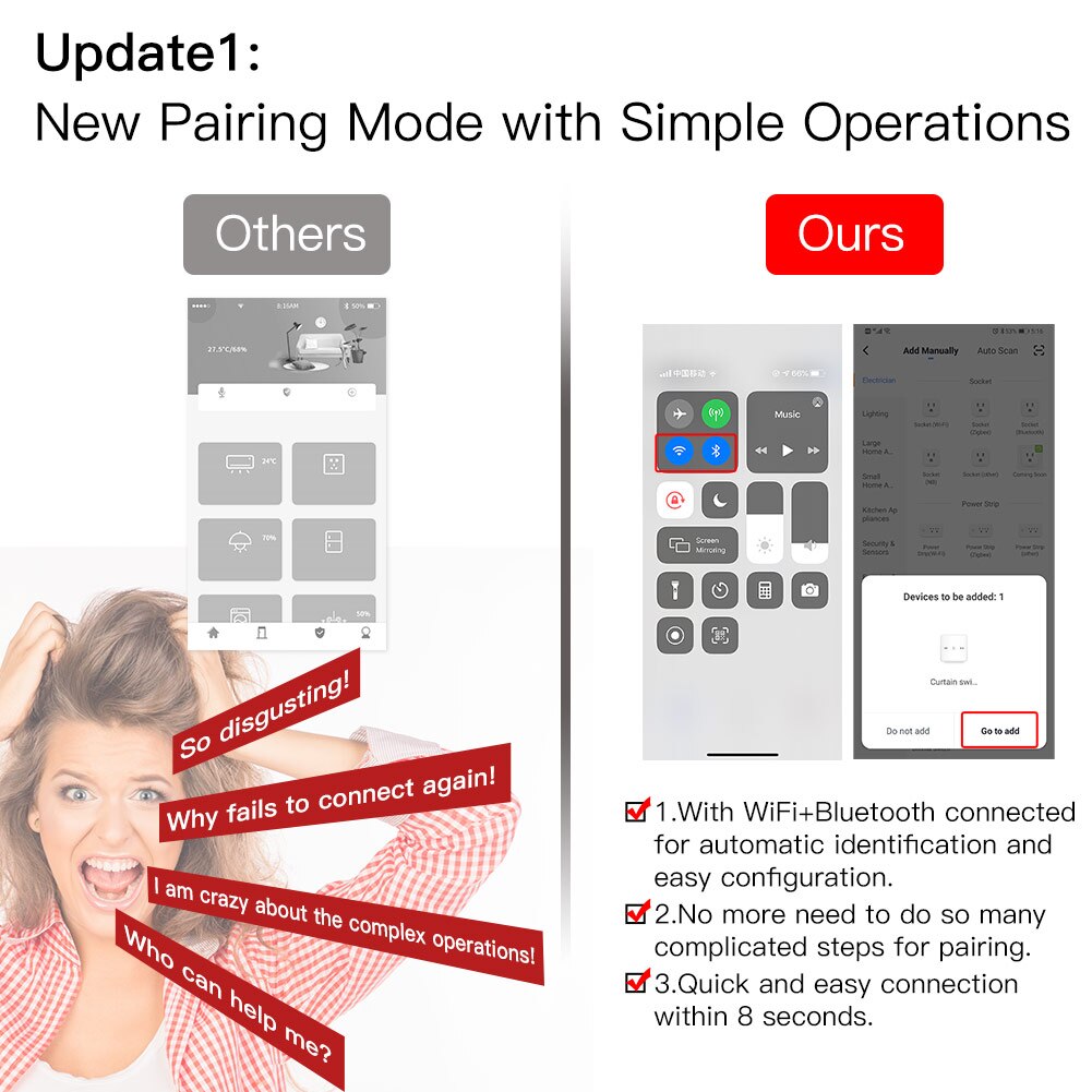 MoesHouse-Interruptor de doble cortina para persiana enrollable, Motor eléctrico con WiFi, RF, Tuya, 2 entradas, Google Home, Alexa, Smart Life