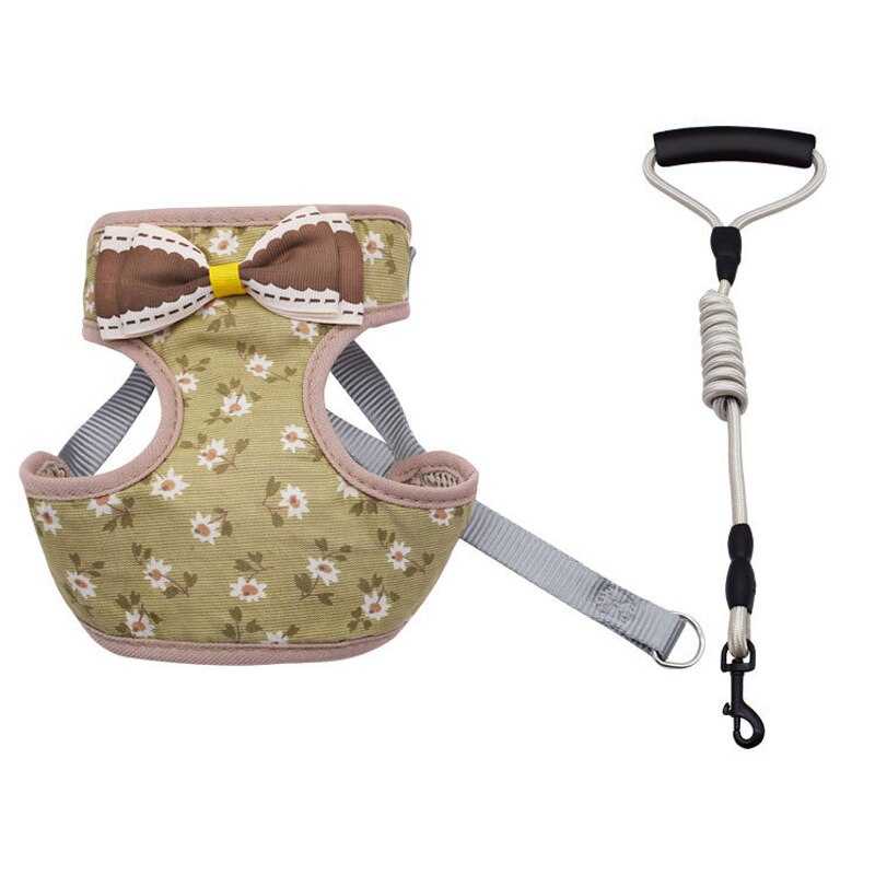 Small Dogs Rop Small Flower Print Bow Round Rope Pet Traction Rop... – Grandado