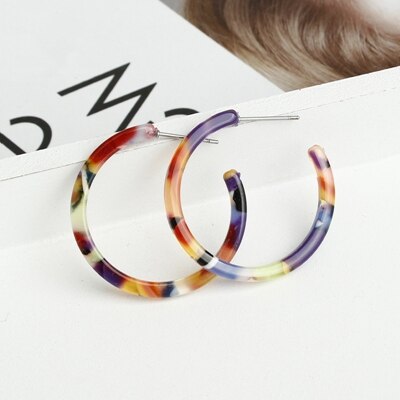 Vintage Eenvoudige Acryl Acetaat Oorbellen Geometrische Ronde Hoop Oorbellen Voor Vrouwen Sieraden