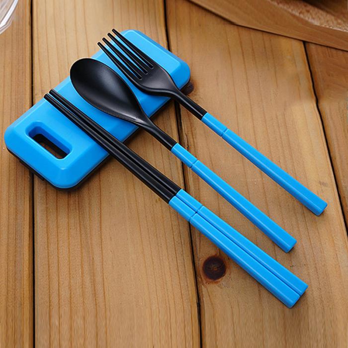 Utomhus camping 3 in 1 hopfällbar servis miljö abs material bestick set ätpinnar sked gaffel camping vandring resa hamn
