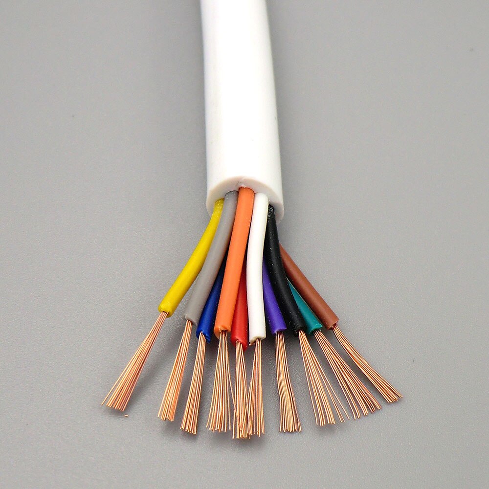 Hvid ledning blød kappe kabel 2,3,4,5,6 kerne 0.12,0.2, 0.3 mm² 27,24,22,20 awg signal linje ekstrudering producere iltfrit kobber 10m: 10 kerner / 0.12 mm 2(27 awg)