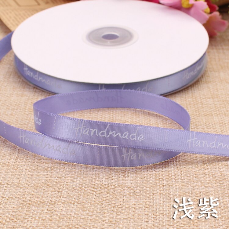 9Mm Handgemaakte Brief Gedrukt Satijnen Linten Bruiloft Verjaardag Party Kerst Bloem Geschenkdoos Wikkelen Diy Cake Bakken Linten: Licht Paars