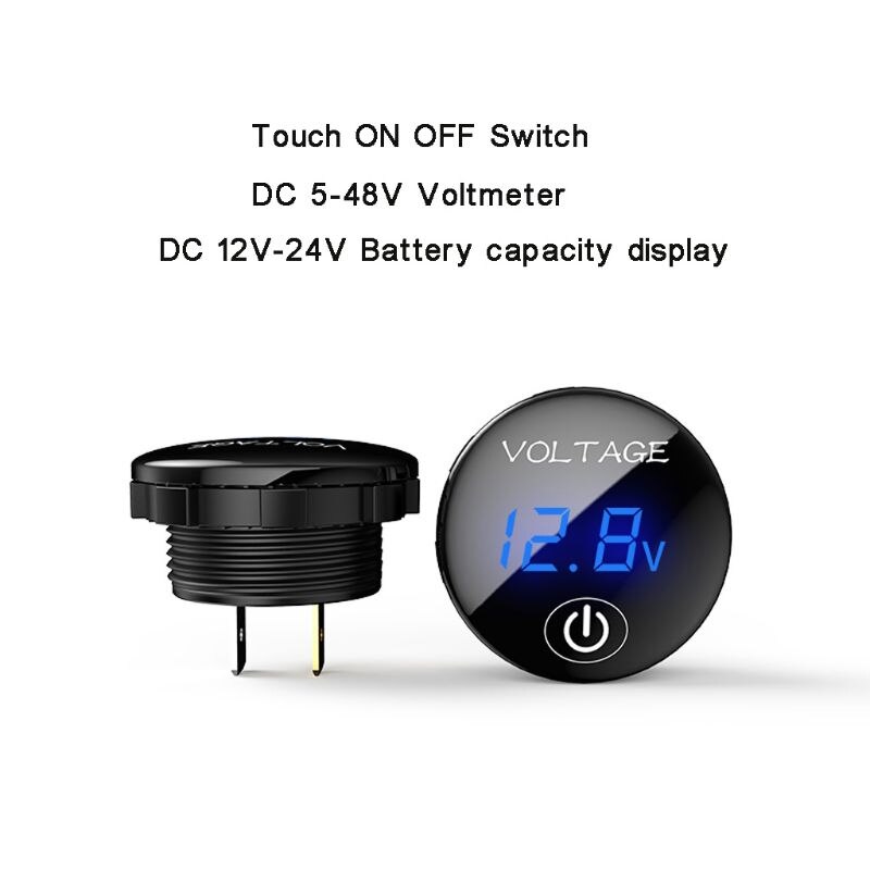 Dc 5v-48v ledd panel digital spänningsmätare batterikapacitet display voltmeter med beröring av strömbrytaren motorcykel biltillbehör