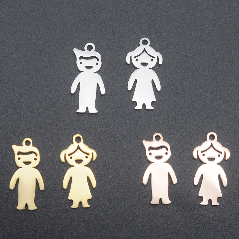 5 Stks/partij 316 Roestvrij Staal Jongen Meisje Familie Charm Hanger Dochter Bedels Voor Armband Maken Sieraden Hanger