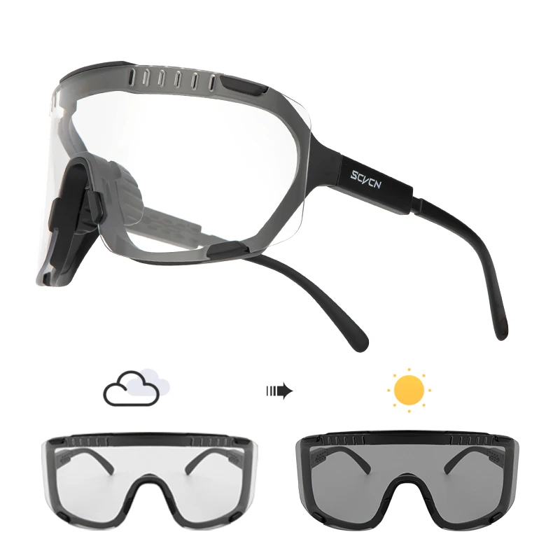 SCVCN Photochromic Sunglasses for Men Cycling Glasses Mountain Bike Road Bicycle Eyewear Pock Cycle Goggles UV400 MTB Biking: Gold