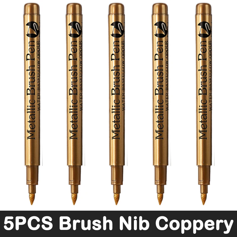 3/6 stuks metallic penseelmarkers in goud- en zilverkleur, permanente markers voor manga-knutselwerkjes en schoolbenodigdheden.: Donkergrijs