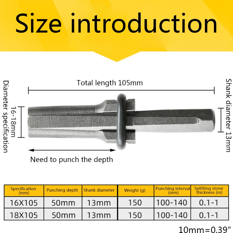16/18mm Wedge and Feather Shims Inch Plug Shim and Wedge for Concrete Rock Stone Splitter Marble Granite Hand Tools M4YD