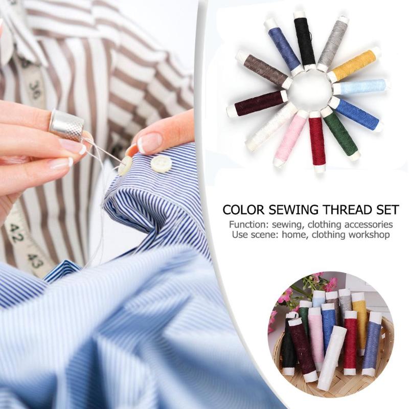 1pc 12 Spools Mixed Color Sewing Thread Polyester Thread Set Strong And Durable Sewing Threads For Hand Machines Random