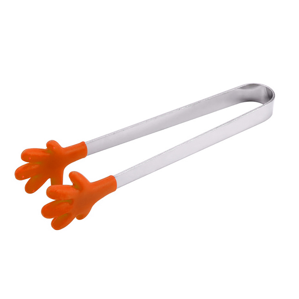 Køkken rustfrit stål silikone tang bbq bbq grill tang salat brød tang miljøvenlig køkkengrej køkken gadgets: Orange