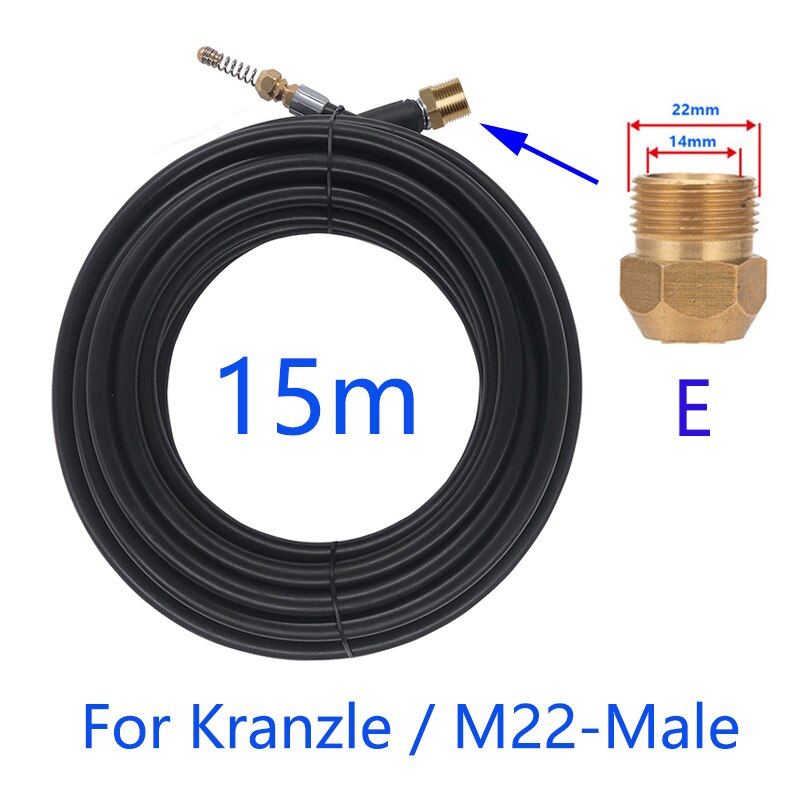 15 Meter Riool Drain Tuinslang Baggeren Schoner Kits Voor Karcher Lavor Interskol Huter Nilfisk Stihl Elitech Hogedrukreiniger: Zilver