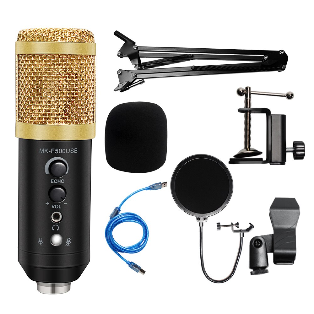 Bm 800 uppgradering usb mikrofon för pc usb mikrofon mikrofon mikrofon cardioide mikrofoner usb för inspelning av karaokesång: 7- a-svartguld