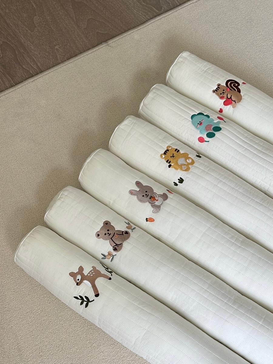 1 piece white embroidered cylindrical pillow children's pillow baby crib cushion bed surround universal for all seasons