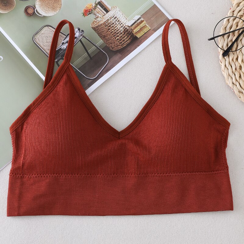 Tidan Sports Tee Bra Women Seamless Female Streetwear Workout Running Bras Strap Wrapped Breathable Sports Bra Underwear: Red