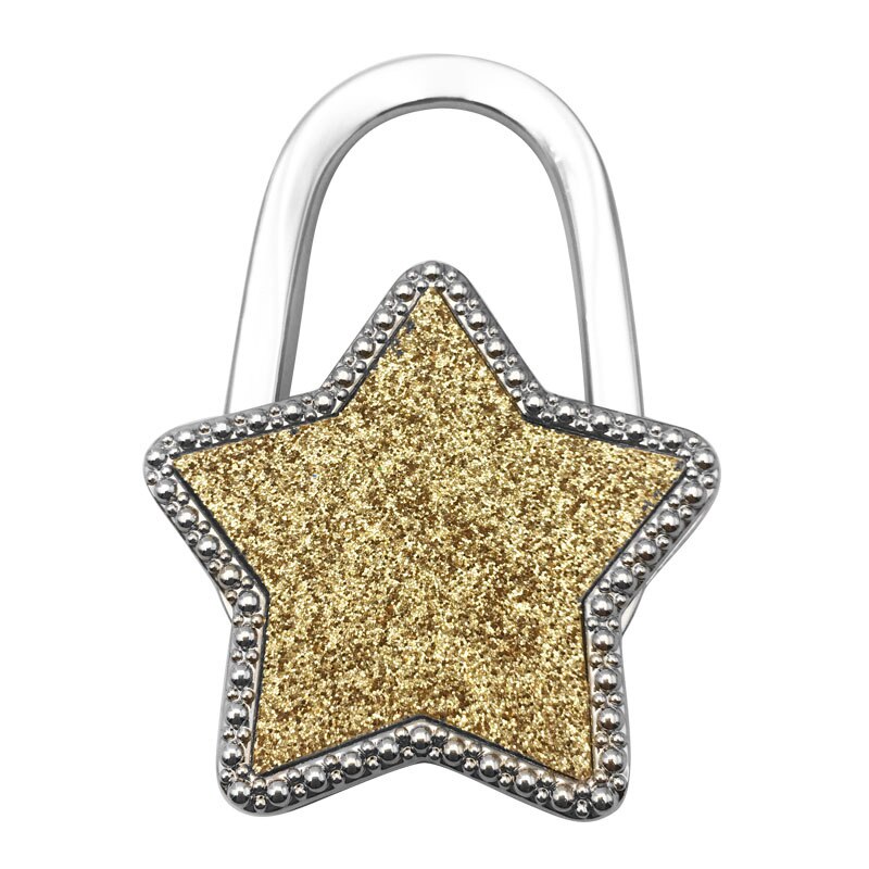 Gancho de bolso de mano portátil, colgador de bolsa plegable de escritorio, soporte de bolso, novedad, Star Degsin: Oro