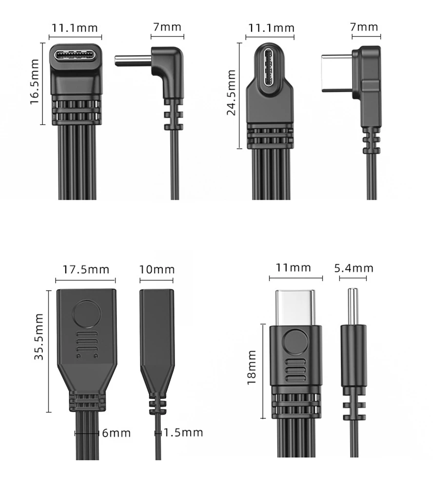 Fladt c-type usb til otg usb-kabel 5-30cm egnet til telefoner computere funktionstype -c 90 graders han til usb 2.0 hun-adapter