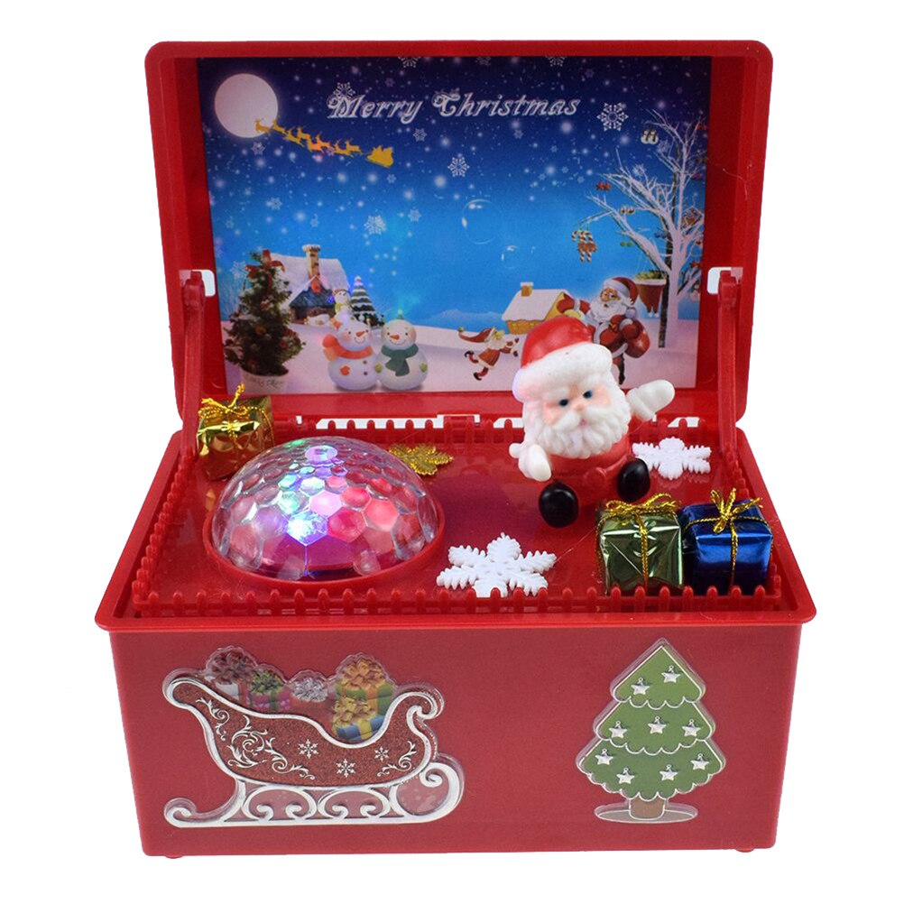 Juguete musical eléctrico de Santa Claus con luz novedad caja musical de Navidad juguetes vocales para niños de Navidad: green