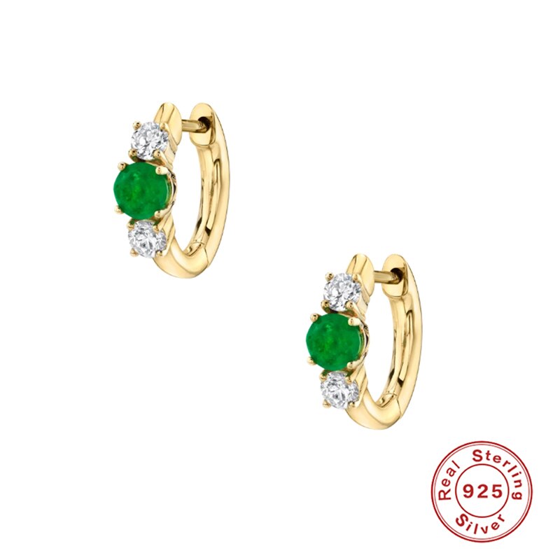 Canner 2 pçs 925 prata esterlina bling cristal 9mm pendientes brincos de argola para mulheres lovers menina brinco redondo jóias de luxo: gold color3