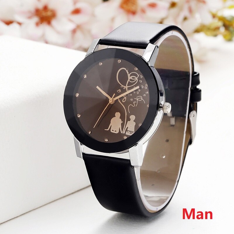 Student Couple Stylish Spire Glass Belt Quartz Watch Lovers Casual simple Clock hours Best For Lover relojes mujer Clock: 01
